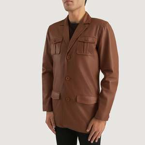 Chaqueta de Cuero Marrón Ray Cutler, Chaqueta de Cuero Premium para Hombre - Product Image 2
