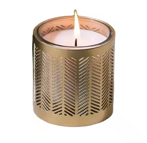 Tarro de vela de metal de latón y cobre único directo del mayorista indio con soporte decorativo Linternas de vidrio cilíndricas elegantes" - Product Image 5