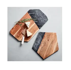 Tagliere in legno di Acacia Mango dal Design personalizzato e tagliere in marmo bianco esportatore all'ingrosso nuovo Design tagliere per formaggi in legno e marmo