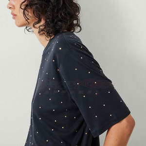 Stylish <b>Women</b> Rhinestone <b>T</b> <b>Shirt</b> With Sparkling Graphic And Soft Cotton <b>For</b> Party Or Daily Wear Glitter Rhinestone <b>Women</b> <b>T</b> <b>Shirt</b> - Product Image 5
