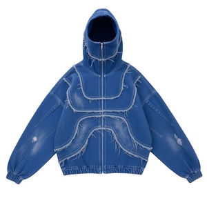 เสื้อฮู้ดผู้ชายสไตล์เท่ๆ ลวดลายกราฟฟิตี้ ซิปเต็มตัว สำหรับฤดูหนาว ประดับคริสตัล ลายสไปเดอร์แมน นินจา บาลาคลาวา ผ้าหนา 500 กรัม - Product Image 3