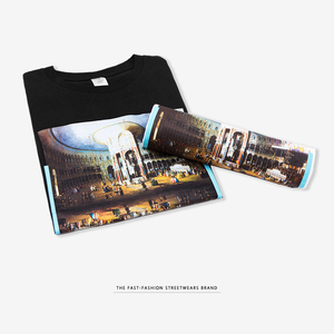 M&O เสื้อยืดผู้ชายผ้าฝ้ายพิมพ์ลายภาพวาดสีน้ำมันแบบดิจิตอล คอกลม แขนสั้น สีดำ สีขาว ไซส์ S XXL - Product Image 6