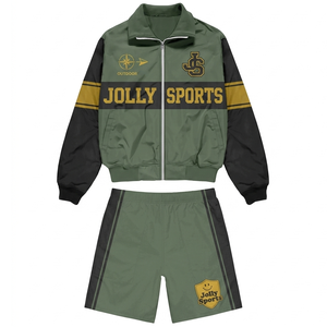 Women Windbreaker Short Set Polyester Lightweight Black <b>White</b> Panel Design Heat Transfer Logo Custom Windbreaker Shorts for Men - Product Image 6