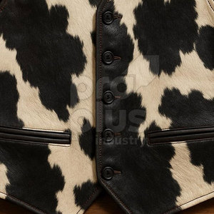 Chaleco de Cuero con Pelo de Vaca Auténtico para Hombre, Prenda Exterior Informal y Transpirable, Estilo Urbano para Invierno - Product Image 6