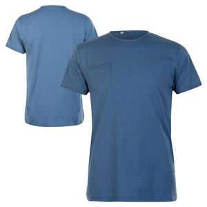 Camiseta informal para hombre con patrón sólido, manga corta, logotipo frontal, método de tejido no tejido teñido liso - Product Image 2