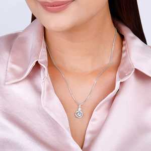 Colgante de gota de llovizna de plata, chapado en rodio con cadena de caja, accesorio de joyería de moda para cumpleaños, aniversario o fiesta - Product Image 2