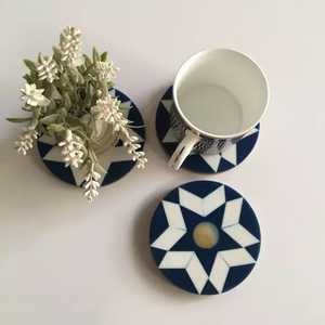 Top Selling <b>Epoxy</b> Resin Coasters Round Shape Tea Cup Coaster for Home Hotel Restaurant Use Low Price Handcrafted in India - Product Image 1