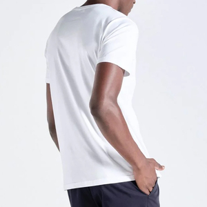 Ropa informal de algodón para hombre, Camiseta con cuello en V en blanco, camisetas transpirables de gran tamaño de alta calidad, camisetas en blanco para hombre al por mayor - Product Image 4