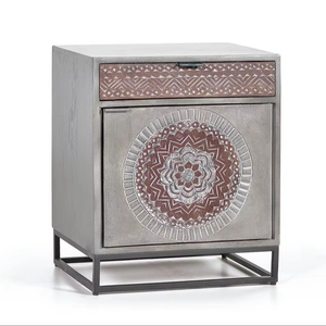 Table de chevet en bois et fer au design moderne pour appartement, maison, chambre à coucher, hôtel, bureau, salon, meubles durables et écologiques - Product Image 1