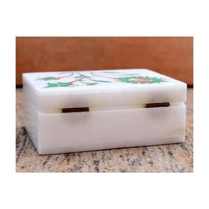 Joyero de mármol de piedra verde y roja natural hecho a mano para regalos de boda - Product Image 5