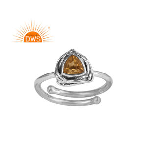 แหวนพลอยซิทรินธรรมชาติสีเงินสเตอร์ลิงออกซิไดซ์ขายดีที่สุดเครื่องประดับแบบวางซ้อนกันได้สำหรับผู้หญิงของขวัญสำหรับผู้หญิงสำหรับเธอ - Product Image 1