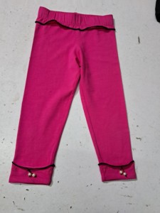 Leggings de jazmín de algodón de la mejor calidad para niñas, estilo dulce con dobladillo en contraste, tobillos colgantes de perlas disponibles, hermoso Color rosa - Product Image 3