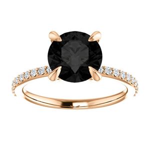 Anillo de Diamantes Negros y Blancos con Corte Redondo y Engaste de Puntas para Mujer - Product Image 1