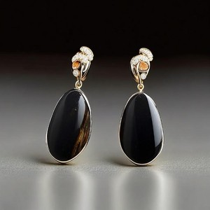 Vente en gros de boucles d'oreilles en argent sterling 925 avec goutte d'onyx noir plaqué or 14 carats pour femmes bijoux fins - Product Image 6