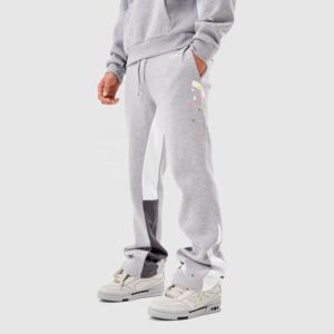 กางเกงวอร์มขาบานเอวสูงผ้าคอตตอนยืดได้กางเกงวิ่งออกกำลังกายรุ่นเฮฟวีเวตแบบปักออกแบบได้ตามต้องการสำหรับผู้ชาย - Product Image 1