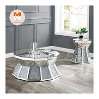 Table basse et tables d'extrémité de miroir de prisme facetté surdimensionné unique populaire