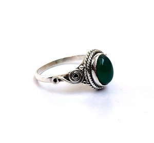 Bague en pierre d'onyx verte naturelle, argent Sterling 925, pierres précieuses en vrac, bijoux provenant de l'inde - Product Image 2