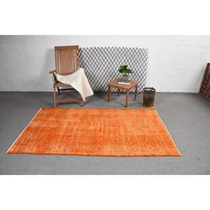 Tapis Patchwork Moderne en Velours Orange Grand Rectangle 3.9 'X 6.9' pour Décorations de Salon Techniques 3D Laine Matériau Latex - Product Image 3