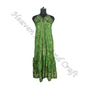 SD020 Saree / Sari / Shari vêtements indiens et pakistanais de l'Inde Hippy Boho dernier traditionnel long col en v indien Vintage Sari - Product Image 5