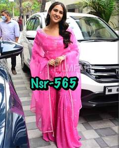 Nueva colección de ropa étnica india de diseñador-Bordado pesado Sharara Salwar/Palazzo Suit Party Wear Look Stitched - Product Image 4