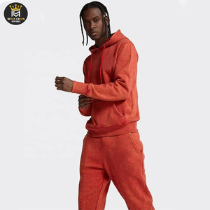 Conjunto Deportivo de Algodón Lavado al Ácido Personalizable para Hombre, Color Sólido, Dos Piezas, Ropa de Entrenamiento de Secado Rápido, Forro Polar de Invierno, Transpirable y Ligero - Product Image 2