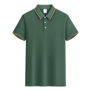Polo clásico informal con solapa de negocios para hombre, camisa de manga corta transpirable de algodón ajustado de gama alta de media manga - Product Image 6