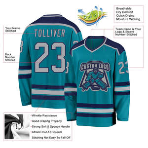 Jersey de hockey sobre hielo personalizado de alta calidad último diseño sublimación bordado uniforme en blanco con nombre de equipo OEM - Product Image 5