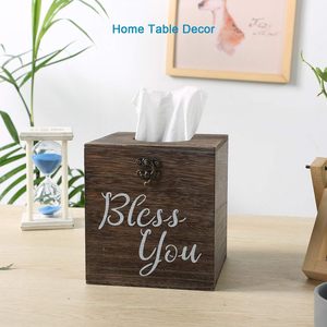 Bless You Wood <b>Tissue</b> <b>Box</b> Cover Set of 2 Rustic White <b>Tissue</b> <b>Box</b> Cover Square Farmhouse Toilet Paper <b>Holder</b> or Napkin <b>Holder</b> - Product Image 5