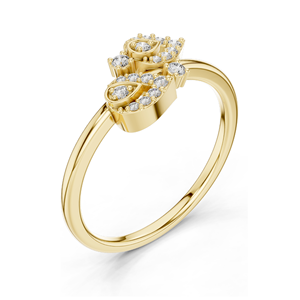 Anillo de Doble Hoja con Diamante de Laboratorio de 0.137 CT para Mujer, Claridad VVSVS EF, Oro de 18KT, 14KT, 10KT y Plata 925, Oro Rosa, Amarillo y Blanco - Product Image 5