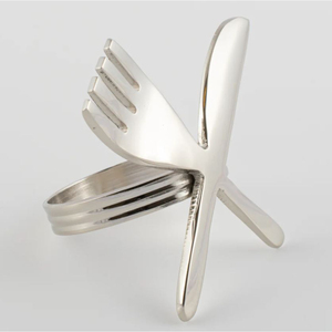 Ensemble De 4 Rond De Serviette Décoratif De Cuisine Fournitures De Restaurant Argent Pour Couteau Style À La Main Serviette Anneaux Porte-Mouchoirs - Product Image 2