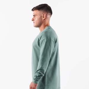 เสื้อยืดคอกลมแขนยาวทรงปกติสำหรับผู้ชาย ผ้าฝ้ายทอ 100% เป็นมิตรกับสิ่งแวดล้อม แห้งเร็ว สีพื้น ใส่ได้ทุกวัน เหมาะสำหรับออกกำลังกาย - Product Image 4