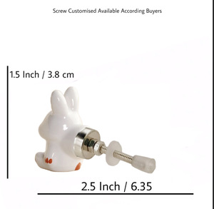 Fait à la main bébé lapin enfants boutons en céramique tiroir armoire poignée tire pour armoire cuisine commode chambre salon-industriel - Product Image 3