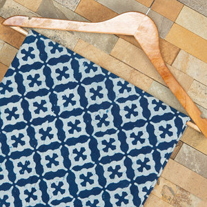 Premium Organic 120gsm Combed Cotton Fabric Eco-Friendly Chic Hand <b>Block</b> Woven Indigo Cross Pattern Curtains Suit Girls' Dresses - Product Image 2