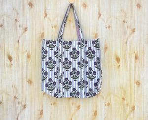Bolso Tote Reversible de Algodón Jhola para Mujer, Bolso de Hombro Acolchado con Cierre Abierto para Viajes y Compras, Estilo Hippie con Estampado de Bloques - Product Image 1