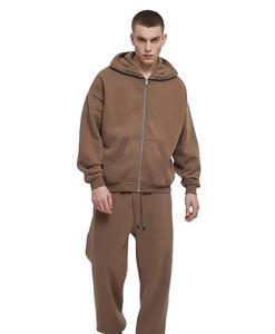 Survêtement à capuche zippé surdimensionné de haute qualité pour hommes, streetwear personnalisé, 100% coton, décontracté, blanc, vente en gros, survêtement à fermeture éclair - Product Image 1