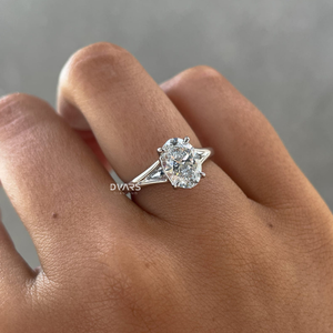 แหวนเพชรทรงรีหรูหรา Dvars แบบแยกก้าน สำหรับผู้หญิง ทองคำแท้ 18K ความใส VVS สี F รับรองโดย IGI ดีไซน์ทันสมัย - Product Image 4