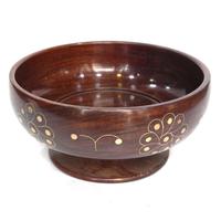 Bol imprimé en bois de manguier artisanal pour la décoration de la maison, bol à soupe classique écologique à bas prix