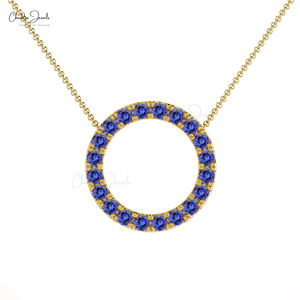 Top Vente 14K Or Cercle Collier 1 TCW Bleu Tanzanite Pierre Karma Collier pour Femmes Meilleur Prix En Gros Bijoux Lots - Product Image 1