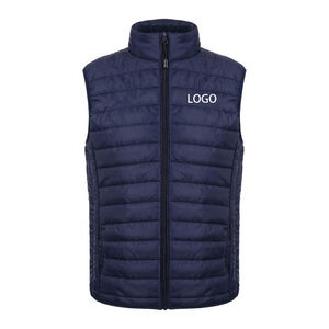 Veste matelassée sans manches d'hiver personnalisée pour homme, tissu en toile matelassé, légère, coupe-vent, col montant, style en gros - Product Image 1