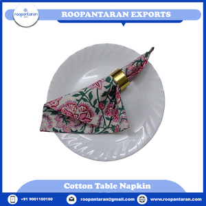 Serviette de table en pur coton imprimé de blocs brodés à la main de la meilleure qualité en vente au meilleur prix - Product Image 5