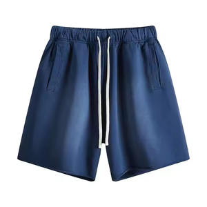 Short en polaire vintage délavé à l'acide pour hommes personnalisé séchage rapide 6XL sérigraphié Streetwear soleil délavé détresse bord coupé sueur éponge - Product Image 4