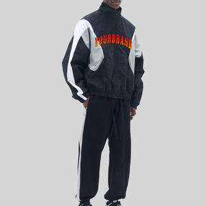 Ensemble de jogging deux pièces personnalisé Survêtements patchwork Pantalons baggy et vestes coupe-vent personnalisés Ensemble Survêtement homme nylon polyester - Product Image 4