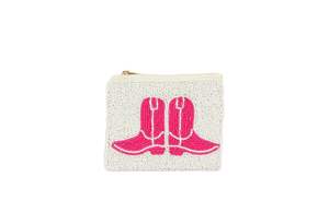 US Jewelry House's Latest Hand Embroidered Seed Beaded Coin <b>Purse</b> Hot Pink/Golden/<b>White</b>-a Glamorous Christmas Accessory - Product Image 4