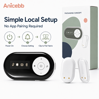 Alarme d'énurésie sans fil Anicebb sans application avec capteur à clipser facile, configuration locale simple, 3 modes d'alerte pour les détaillants de produits de soins à domicile