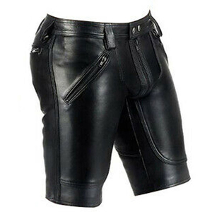 Men Casual Cargo PU Leather <b>Shorts</b> Stretch <b>Slim</b> Multi Pockets Windproof & Waterproof Motorcycle Custom OEM - Product Image 5