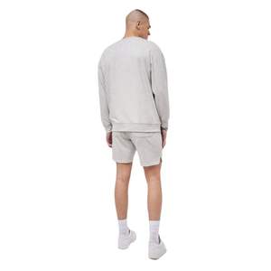 Sweat-shirt léger pour homme, brodé, gris chiné, coupe classique, 345GSM, coton, col rond, avec logo discret - Product Image 4