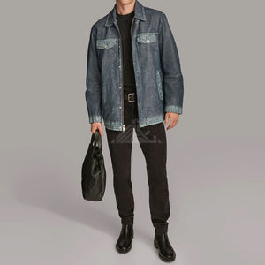 Elegante chaqueta de cuero audaz para hombre Ropa de abrigo moderna de moda de calle alta en negro marrón bronceado con cuello levantado y logotipo frontal - Product Image 5