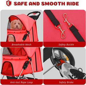 Estructura de acero resistente, diseño de tela transpirable, duradero, fuerte, cochecito para mascotas, cómodo, cochecito para gatos, tamaño mediano - Product Image 5