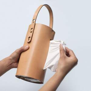 Vintage Wholesale Leather High Quality Tissue <b>Organiser</b> Bag Hanging Napkin Storage for Bathroom Convenient Access - Product Image 6