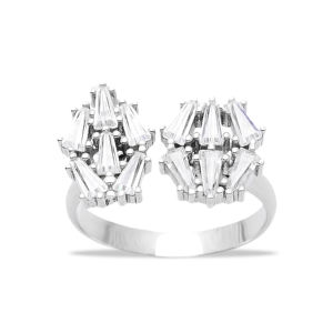Baguette forma brillante CZ piedra diseño geométrico turco venta al por mayor hecho a mano ajustable 925 anillo de plata esterlina joyería fina - Product Image 2